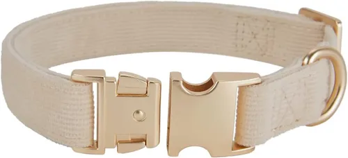 Vista 3 de Collar suave para perro con hebilla de metal, ajustable, duradero, cómodo, de pana de algodón, para perros grandes, medianos y pequeños, collares