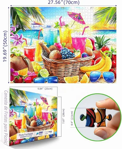 Vista 6 de Rompecabezas de 1000 piezas para adultos, rompecabezas de picnic en la 1000 piezas - Picnic en la playa