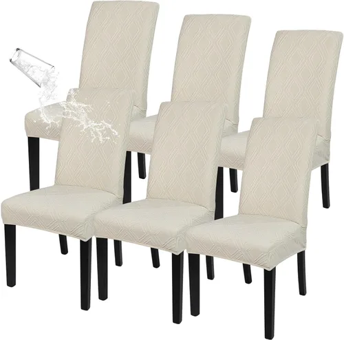 Vista 10 de SearchI Juego de 4 fundas impermeables para sillas de comedor, fundas elásticas para sillas Parsons extraíbles, lavables, fundas protectoras