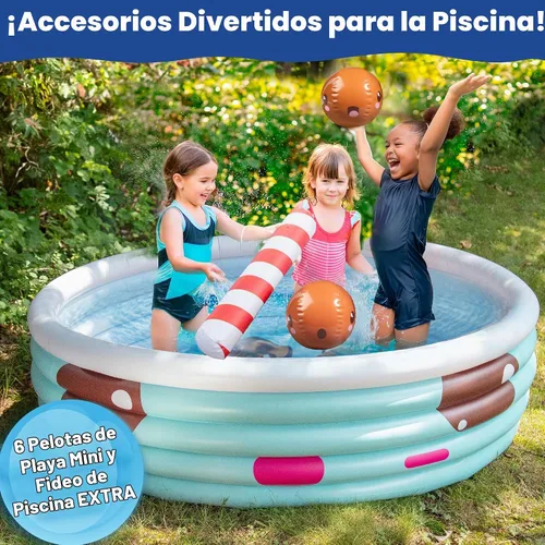Vista 7 de Piscina inflable grande de 5.5FT Boba Tea Backyard Kiddie, resistente a Azul