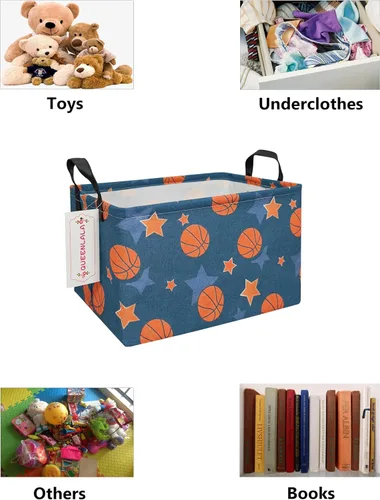 Vista 3 de QUEENLALA Cesta para la colada rectangular, cesta para la ropa sucia plegable para guardería, para organizar/almacenar, cestas para contenedores