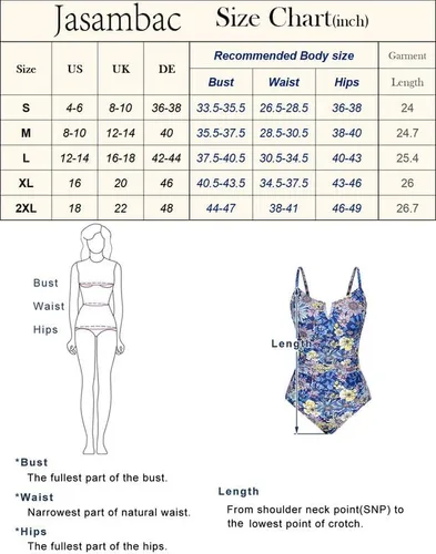 Vista 6 de JASAMBAC Traje de baño de una pieza para mujer, con control de abdomen, adelgazante, con alambre en V, correa ajustable