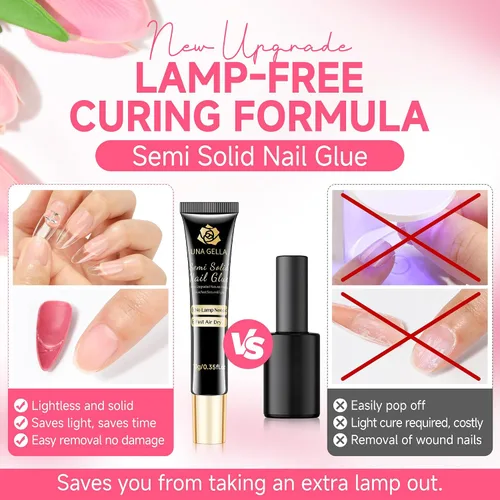 Vista 2 de UNA GELLA No necesita lámpara de pegamento sólido para uñas a presión: uñas acrílicas súper fuertes semi pegamento de uñas gel de curado rápido 0.3