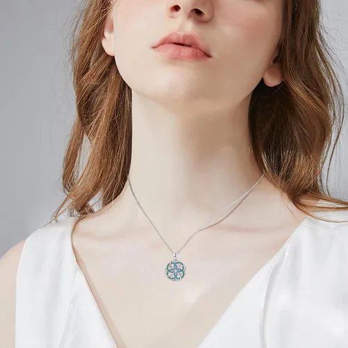 Vista 4 de Heart Flowers Celtic Knot Necklace, 925 Sterling Silver Good Luck Irish Jewelry Hypoallergenic Celtic Knot Cross Pendant Heart Necklace Gift for