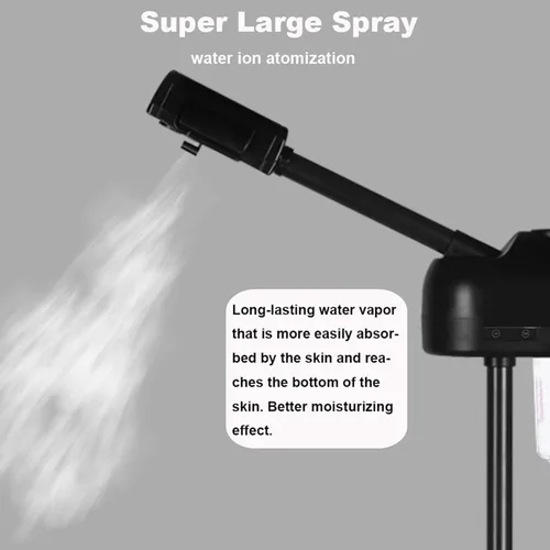 Vista 3 de Vaporizador facial profesional con niebla caliente, máquina de vapor facial para esteticista, limpieza facial de spa en casa (negro)