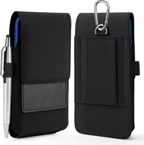 Vista 10 de BECPLT Funda de cinturón de cuero para iPhone 16 Pro/15/14/13/12/11 Pro y Galaxy S25/S24/S23/S22/S21/S20 - Estuche duro delgado con clip/asas
