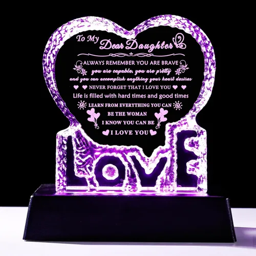 Vista 11 de YWHL Regalos para Hija de Mamá Papá Mejores Ideas de Regalos de Cumpleaños y Graduación para Hija Adulta Recuerdo de Cristal con Base de Luz Regalo