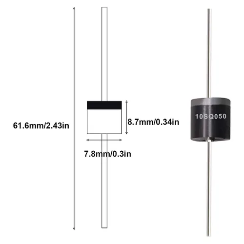 Vista 2 de Tnisesm 40 piezas 10SQ050 10A 50V Schottky diodo de bloqueo, diodo rectificador, kit axial de diodo para panel solar 10SQ050-40PCS