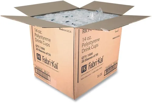 Vista 2 de Fabri-Kal 9508030 RK - Vasos acanalados para bebidas frías de 14 onzas, transparentes, 50 por manga, 20 fundas por caja