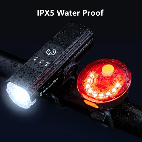 Vista 4 de Juego de luces de bicicleta recargable por USB, potente combinación de faros y luces traseras para bicicleta, 5 modos de luz, fácil de instalar