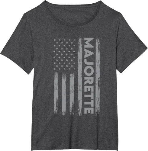 Vista 26 de Great Majorette - Camiseta de bastón giratorio con diseño de bandera de Estados Unidos, Negro, S