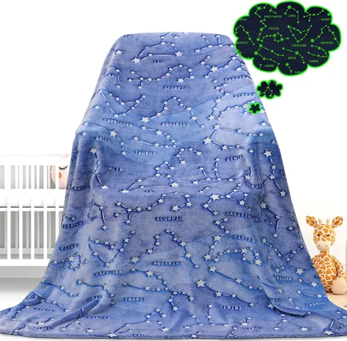 Vista 15 de Gdindff Bonita manta infantil que brilla en la oscuridad con diseño de dinosaurio para niños, de franela que brilla en la cama, sofá, sofá, manta