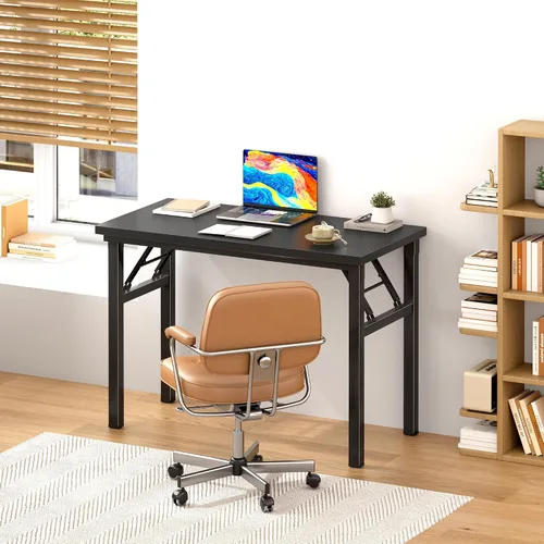 Vista 2 de Escritorio plegable de 31.5 pulgadas, sin ensamblaje, escritorios plegables para espacios pequeños, escritorio plegable resistente, escritorios