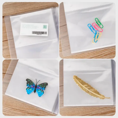 Vista 5 de Tarjetas de índice de 4 x 6 pulgadas, bolsas organizadoras de plástico transparente, carpeta de libros, paquete de 2 fundas protectoras