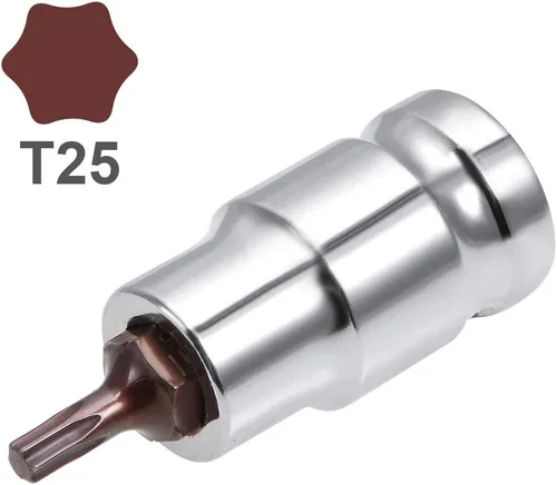 Vista 2 de uxcell Longitud del acero 180.4 ft m del zócalo S2 de la broca Torx de la impulsión de 1/2 pulgada T25