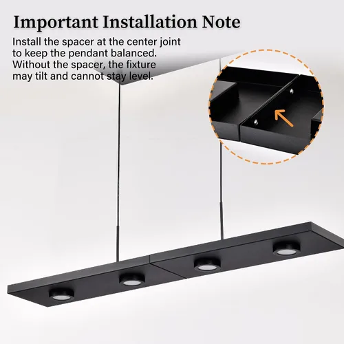 Vista 11 de Alighting Lámpara colgante lineal LED moderna de 31 pulgadas para isla de Negro