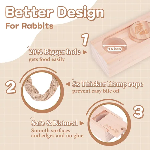 Vista 5 de SoulThink® Juguetes Interactivos Avanzados de Madera para Conejos Mascotas - Juguetes Masticables Olfatea y Come para Golosinas de Conejo, Adecuados