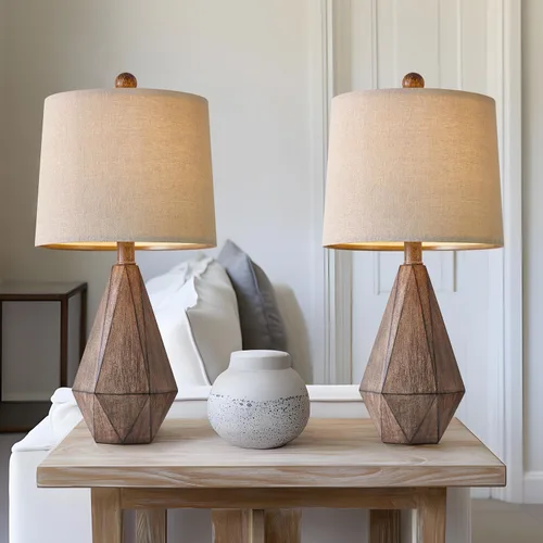Vista 12 de PoKat Juego de 2 lámparas de mesa de 20.25 pulgadas, lámpara de noche para mesita de noche, lámparas pequeñas de granja para dormitorio, lámparas