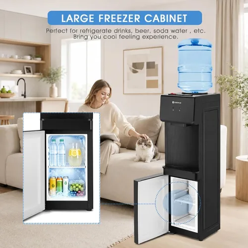 Vista 3 de COSVALVE Dispensador de enfriador de agua, enfriador de agua caliente/fría de carga superior de 5 galones, refrigeración de compresión con gabinete