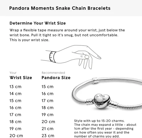 Vista 6 de Pandora 590719 Pulsera de plata esterlina con cierre de corazón, caja de regalo incluida, plata de ley, 39984-00