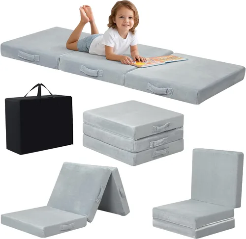 Vista 21 de MeMoreCool Colchón plegable de suelo para niños, tapete para siesta de suelo para dormir, guardería, cama plegable para niños pequeños, colchón