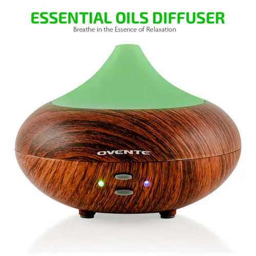Vista 2 de OVENTE Difusor de aromaterapia de aceite esencial de 3.38 onzas con humidificador de aire frío y luces LED, tecnología de humidificador ultrasónico