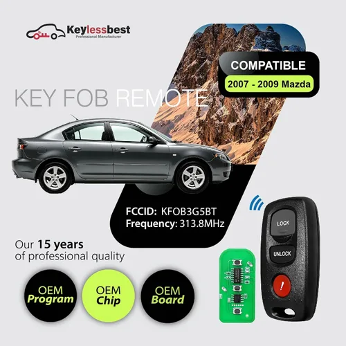 Vista 2 de Repuesto para Mazda 3 Key Fob 2007 2008 2009 Control remoto KPU41794 3 botones 313.8MHz