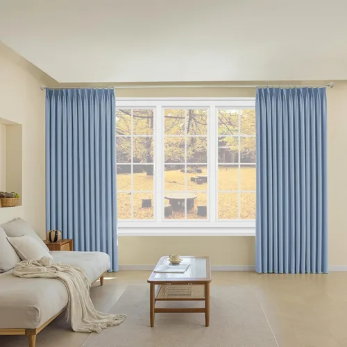 Vista 9 de MUMFAS - Cortina de Pliegue con Enganche, Crema Beige, 52" de ancho x 63" de largo, 50% Opaca, Aislamiento Térmico, Cortina de Puerta de Patio