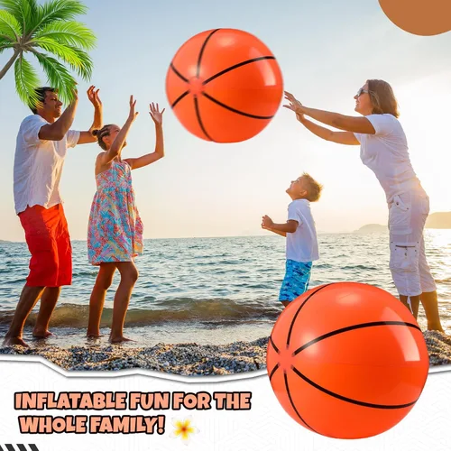 Vista 4 de Paquete de 2 pelotas de baloncesto inflables de 20 pulgadas, pelota de playa de baloncesto grande para piscina, pelota deportiva que rebota