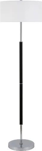 Vista 11 de Henn&Hart Lámpara de mesa moderna de 2 tonos de 25 pulgadas con pantalla de tambor de tela blanca para sala de estar, dormitorio u oficina, roble