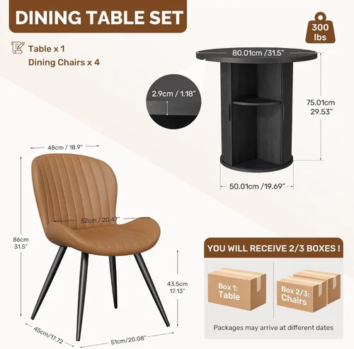 Vista 119 de Miereirl Moderno juego de comedor de 5 piezas para mesa redonda de madera de 4,31.5 pulgadas con estante de almacenamiento semiabierto y puerta