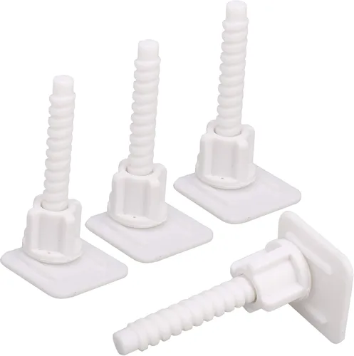 Vista 7 de 2 pares de tornillos de asiento de bisagra de plástico para asiento de inodoro de montaje superior resistente blanco