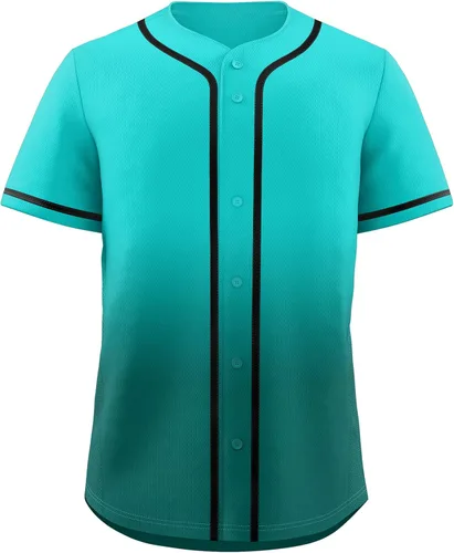 Vista 34 de KXK Camiseta de béisbol en blanco para hombre, camisas casuales con botones, manga corta, uniforme deportivo de equipo activo