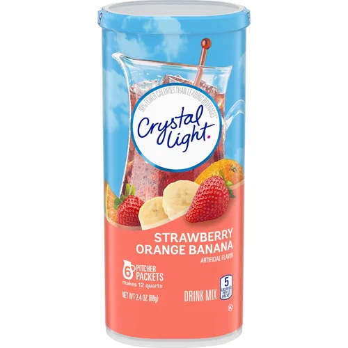 Vista 2 de Crystal Light Paquete de mezcla de bebida en polvo baja en calorías de fresa naranja plátano y uva Concord sin azúcar (72 + 6 unidades)