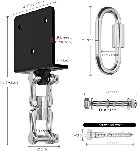 Vista 2 de VivaZen Colgador de bolsa pesada para bolsa pesada, montaje en haz de bolsa de boxeo con rotación de 360°, soporte de techo para saco de boxeo