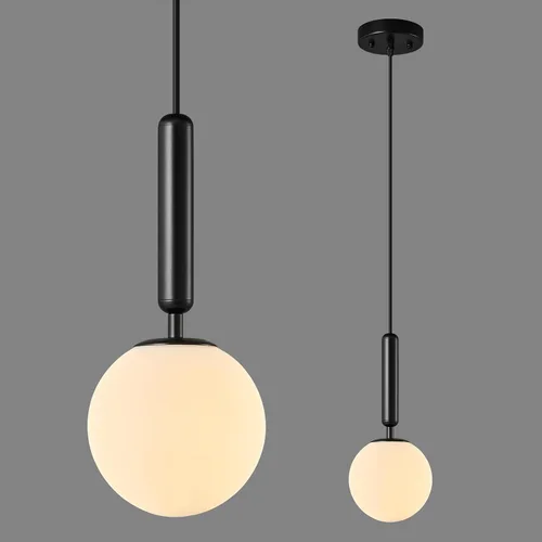 Vista 8 de Lámpara Colgante Negra Moderna Accesorio de Luz Colgante para Isla de Cocina de Mediados de Siglo con Lámpara Colgante de Globo Iluminación Colgante
