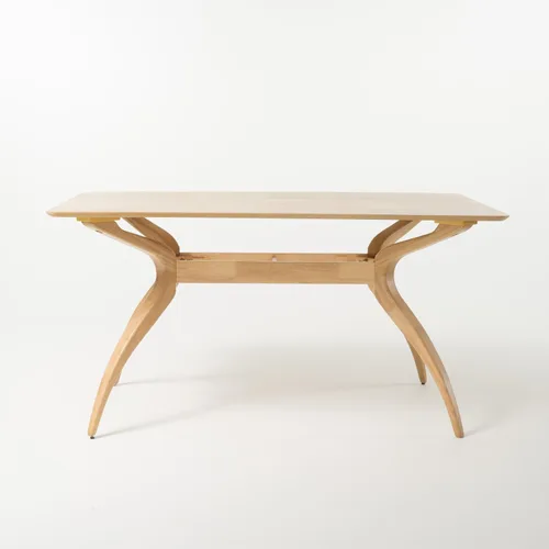 Vista 4 de Christopher Knight Home Lucious - Juego de comedor rectangular de patas curvas, juego de 5 piezas, roble natural y beige claro
