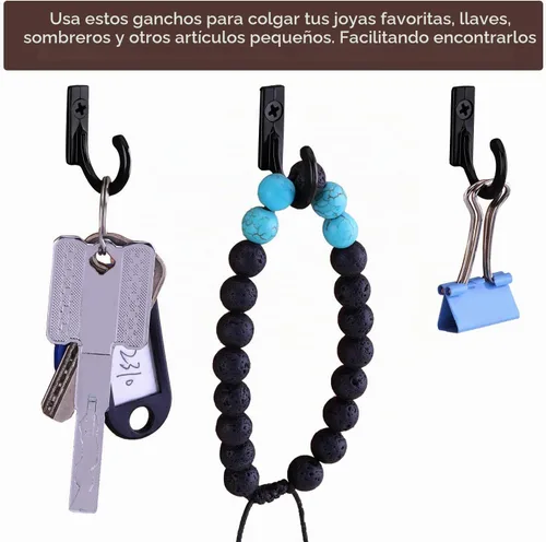 Vista 3 de Zhehao 100 piezas de ganchos para llaves, joyas, pequeños ganchos para colgar, gancho único de pared, cierre para abrigos y 110 piezas de tornillos
