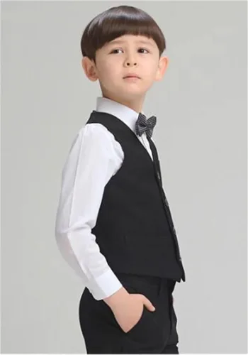 Vista 5 de Fankeshi Chaleco de traje formal de 4 botones para niño