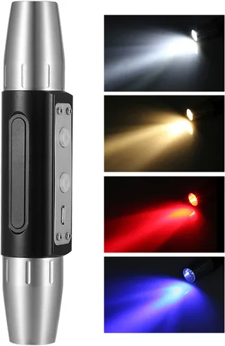 Vista 5 de eecoo Linterna LED experta de jade, linterna recargable USB, 6 fuentes de luz de doble cabeza, 6 modos de iluminación para detectar jade, joyas
