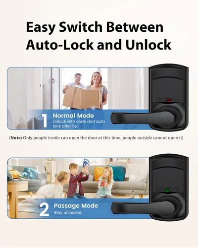 Vista 5 de Cerradura de puerta con teclado inteligente con manija Entrada sin llave