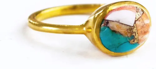 Vista 148 de Oval Birthstone Ring Bezel Set in Vermeil Gold, Sterling Silver, or Rose Gold, Stacking Birthstone Ring [rOMB]