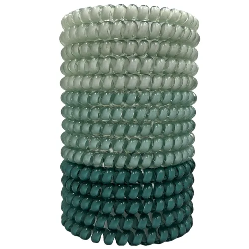 Vista 7 de 15 lazos para el cabello en espiral, sin pliegues, cable de teléfono, bobinas de plástico para el cabello en blanco
