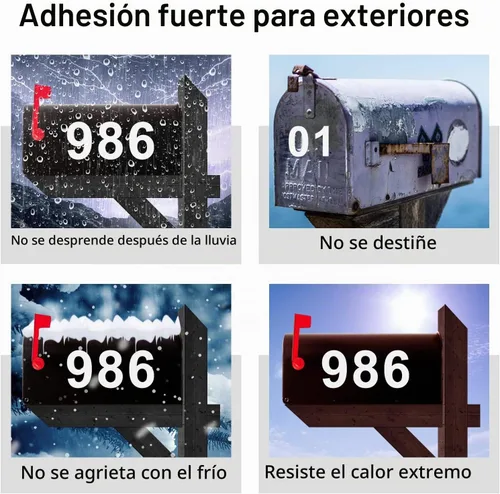 Vista 4 de Números de buzón de 1.5 pulgadas para exterior, 50 calcomanías reflectantes de números con pestaña adhesiva para una fácil separación de la parte
