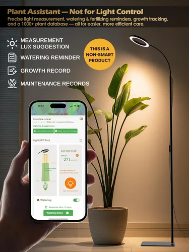 Vista 6 de GLOWRIUM Luces de cultivo para plantas de interior, lámpara de pie LED de espectro completo con soporte de altura y ángulo ajustables, luz