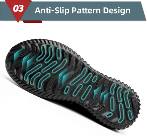 Vista 4 de Zapatos de punta de acero para hombre, ligeros, indestructibles, zapatos de trabajo para mujer, a prueba de pinchazos, cómodos zapatos de seguridad