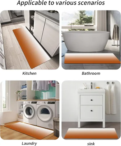 Vista 5 de Tapete de baño naranja degradado para bañera, antideslizante, de secado rápido y absorbente, tierra de diatomeas, fregadero, dormitorio, cocina