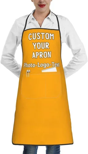 Vista 12 de Delantales personalizados para adultos, delantal personalizado con logotipo de foto, delantal impermeable con 2 bolsillos