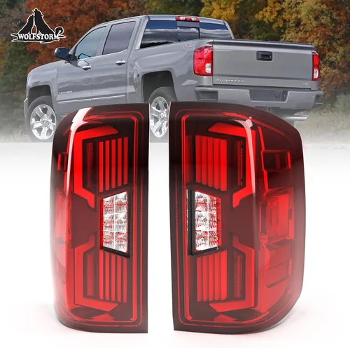 Vista 12 de WOLFSTORM Conjunto de luz trasera Compatible con 2014-2018 Chevy Silverado 1500 y 2015-2018 Chevy Silverado 2500/3500HD, No es compatible con Lente