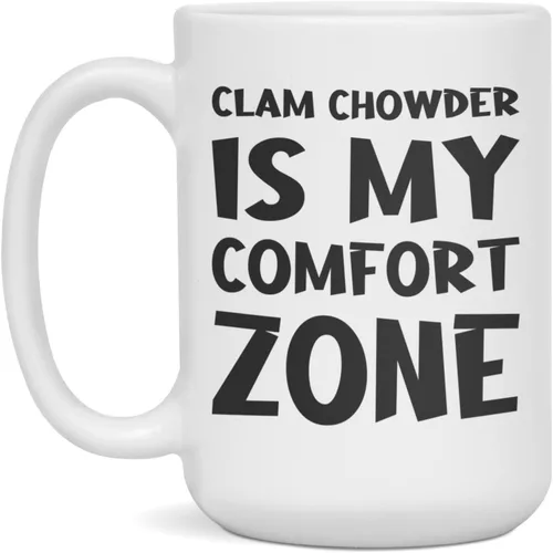 Vista 3 de Clam Chowder is my comfort zone Ceramic Coffee Mug, 11-Ounce White